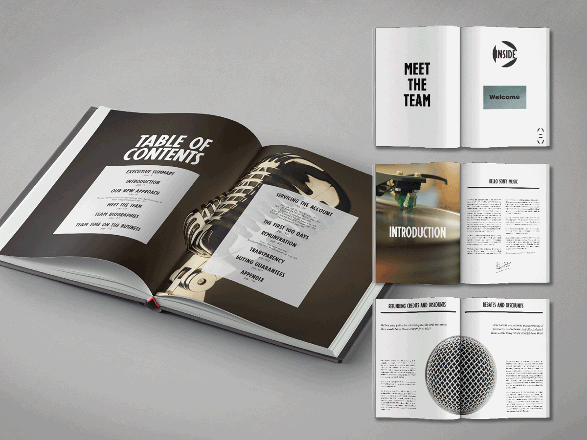 Sony Music pitch hardcover video book